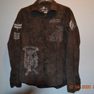 HELIX Men Long sleeve Button Front Shirt Size L